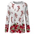 thumbnail image 4 of TSADFHJI Chemises de Noël pour Femmes T-Shirt Décontracté Mode Imprimé Col Rond Manches Longues Chandail T-Shirt S Rouge Pastèque, 4 of 5