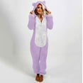 thumbnail image 5 of Adult Onesie Pajamas for Women, Cat Ears Cute Teddy Fleece Fuzzy Homewear Teens Plus Size Zip Hooded PJs Sleepwear (3X-Large, Purple), 5 of 6