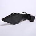 thumbnail image 6 of Miluxas Leather Adjustable Buckle Slingback Heels for Ladies, Pointed Toe Square Block Heel Back Strap Mules, Chic Footwear Black 9.5(43), 6 of 9