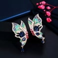 thumbnail image 4 of Beauty Multicolor Blue CZ Big Butterfly Drop Earrings for Brides Ladies Dress, 4 of 8