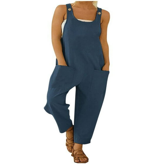 Combinaisons pour Femmes Sans Manches Dos Nu Bretelles Spaghetti Pantalon Large