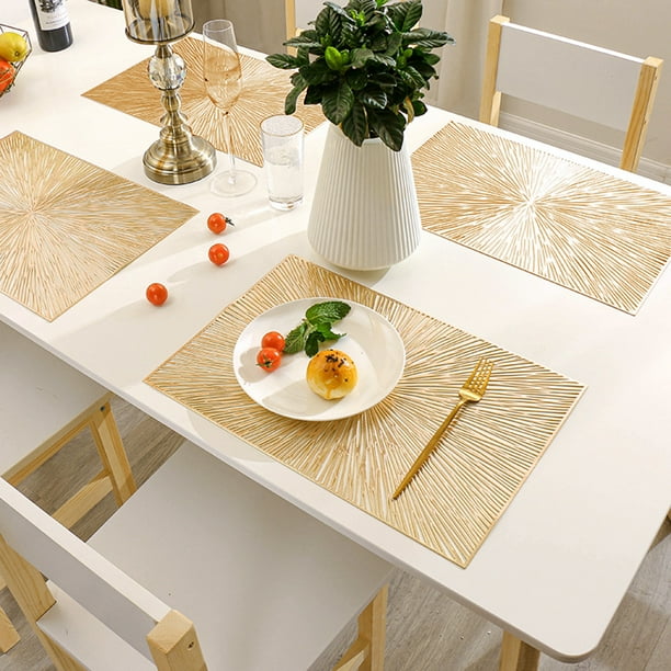 Mantel Individual Lavable Antideslizante Rectangular Manteles Individuales  Para Mesa Piezas Color Dolado