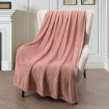 Exclusivo Mezcla Large Flannel Fleece Velvet Plush Throw Blanket - 50" x 70" (Pink)