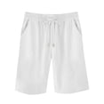 thumbnail image 4 of RYRJJ Cotton Linen Shorts for Women Knee Length Plus Size Summer Casual Beach Elastic Waist Drawstring Comfy Trendy Shorts(White,XXL), 4 of 5