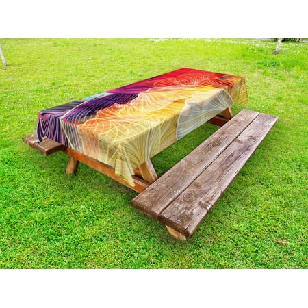 

Retro Outdoor Tablecloth Abstract Watercolor Artwork Fantastic Elements Natural Waved Creative Composition Decorative Washable Fabric Picnic Tablecloth 58 X 120 Inches Multicolor by Ambesonne