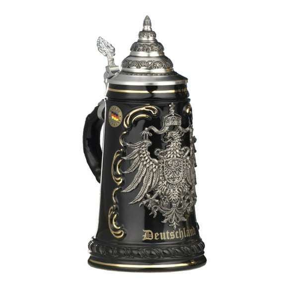 German Beer Stein black Deutschland pewter eagle Stein 0.5 liter tankard, beer mug KI 415-SZA 0,5L Deutschland