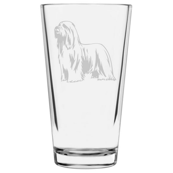 Bearded Collie (Beardie) Dog Themed Etched All Purpose 16oz Pint Glass