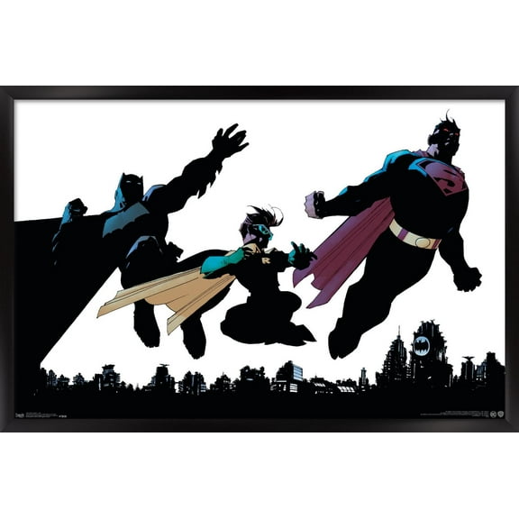 DC Comics - Batman - Robin - Superman - Trio Wall Poster, 14.725" x 22.375", Framed