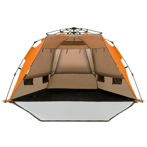 Costway Instant Pop-up 99" x 50" Beach Tent, Orange