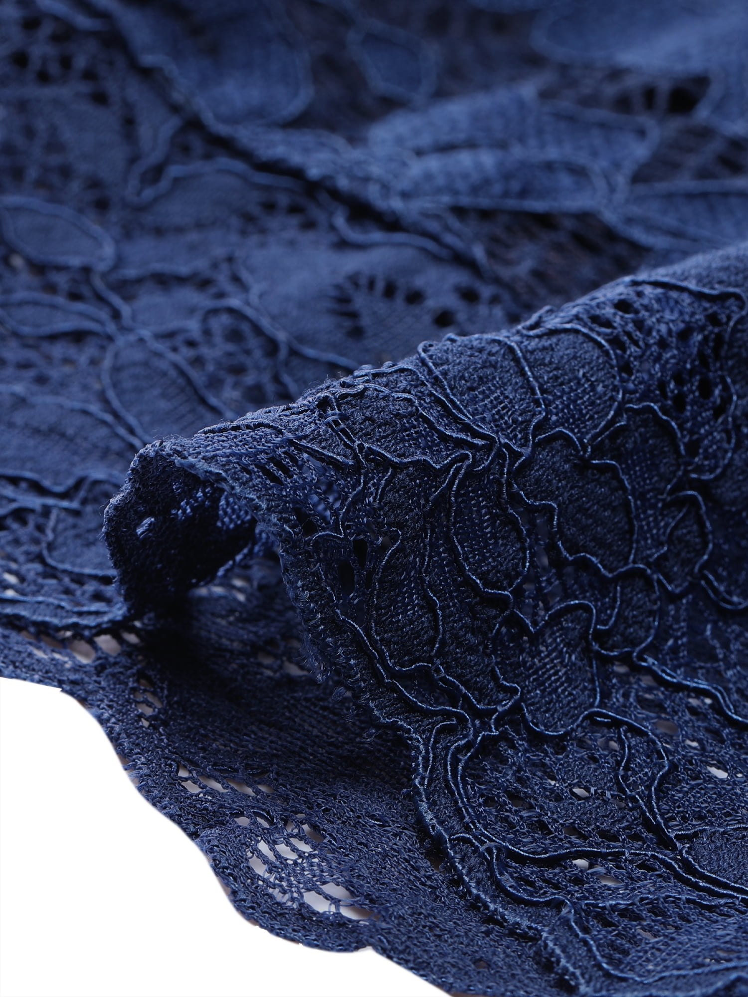 DARING DIVA 3/4 Sleeve Sheer Floral Lace Shrug Top L Dark Blue