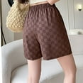 thumbnail image 5 of Summer Shorts for Women Plaid High Waisted Drawstring Wide Leg Shorts Casual Loose Comfy Lounge Pants Women Clothes, 5 of 5