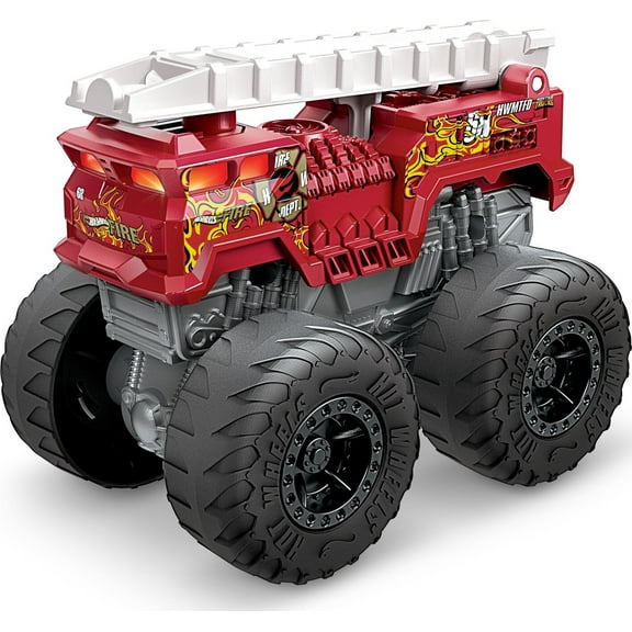 Hot Wheels Monster Trucks Roarin' Wreckers, 1:43 Scale 5-Alarm Toy Truck with Lights & Sounds
