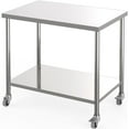 thumbnail image 1 of Table de Préparation Commerciale en Acier Inoxydable à 2 Niveaux, 36 Po x24 Po, avec Tablette Inférieure Réglable et Roulettes Verrouillables - Table Robuste pour Cuisine, Restaurant, Garage, 1 of 7
