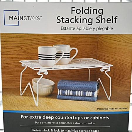 Mainstays Wire Wide White Folding &amp; Stacking Shelf ...