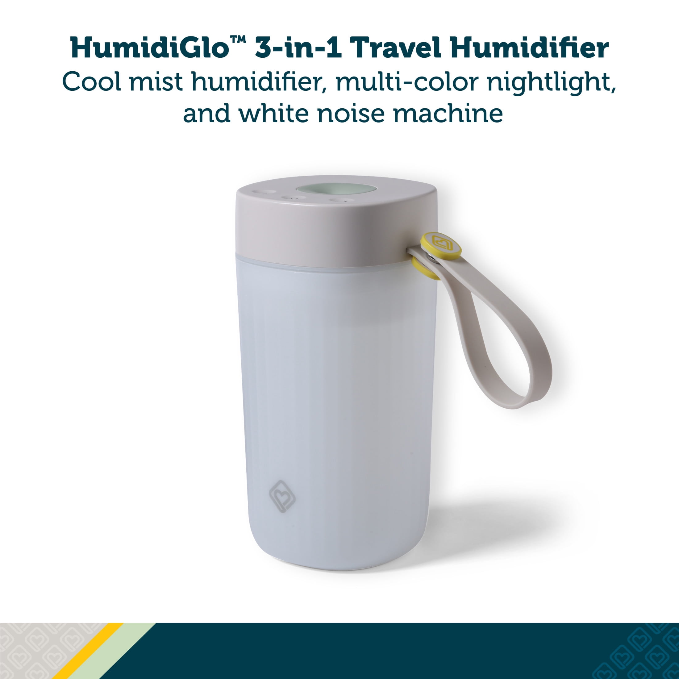 Safety 1st HumidiGlo™ 3-in-1 Travel Humidifier, Small Humidifier for Bedroom