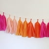 UMISS DECOR Princess Pink Cerise Orange Nursery Room Decoration Tissue Paper Tassels Garlands Hanging Banners Pack of 8
