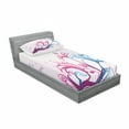thumbnail image 3 of Ambesonne Nature Fitted Sheet & Pillow Sham Set, Spring Style Design, Queen, Lilac Pink Sky Blue, 3 of 3