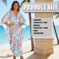 thumbnail image 7 of Xoenoiee Cherry Blossom Marble Print Women Kaftan Moo Moos Dresses Batwing Sleeve V Neck Beach Swimsuit Cover Up High-Slit Caftan Maxi Dress Loungewear, 7 of 7
