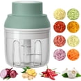 thumbnail image 1 of Electric Mini Food Chopper ,250ML Portable Garlic Chopper with USB Charging Function, Mini Food Slicer for Onion Vegetables Chili Ginger Meat Nuts Fruits Salad (Green), 1 of 5