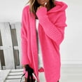 thumbnail image 1 of Women Solid Color Hooded Patchwork Batwing Sleeve Open Sweater Knitted Cardigan Women'S Cardigan, 1 of 6
