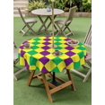 thumbnail image 4 of Outdoor Tablecloth with Umbrella Hole for Patio/Picnic/Party/Camping, Green Purple Plaid Waterproof Table Cloth Round Cover Washable, Modern Geometric Minimalist Checkered (Dia 60"), 4 of 8