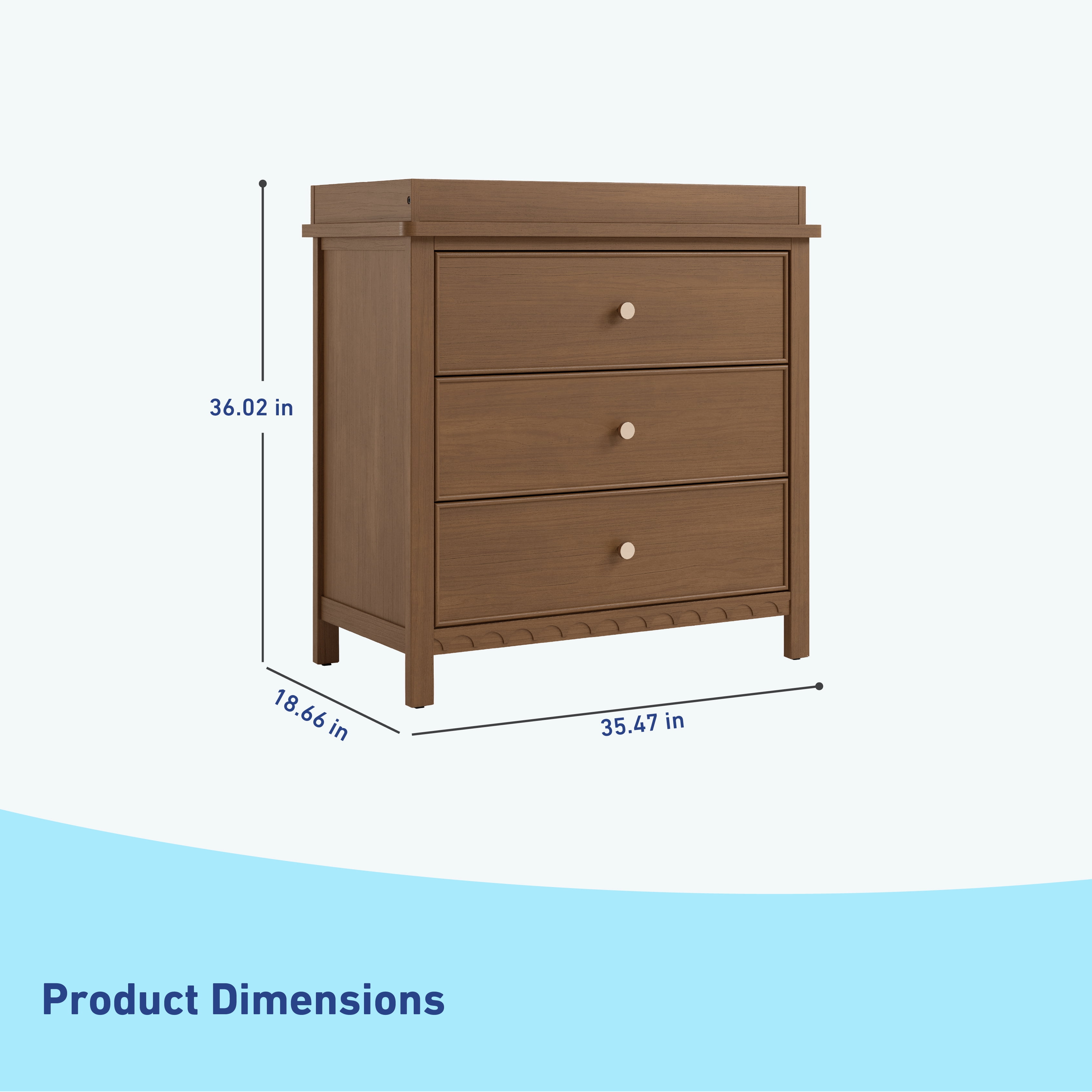 Graco Sasha 3 Drawer Dresser with Infant Changing Topper, Hazelnut