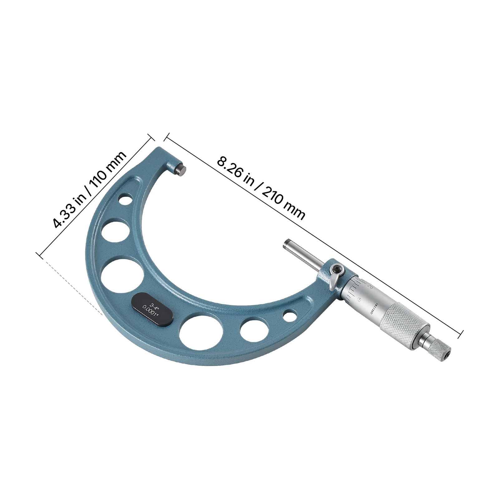 4-Piece High-Precision Micrometer Set, 0-4 inch Range, Carbide-Tipped Measuring Face, Includes 3 Calibration Rods & Hard Case, for Precision Engineering & Machining