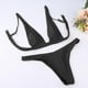 thumbnail image 3 of Conjunto de bikini para mujer, traje de baño con copa acolchada, ropa de playa para fiesta Negro S, 3 of 9