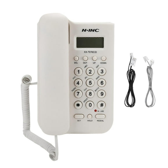 KX T076 Wired English Landline Home Office Telephone ( Telephone Line with Random Color)(White )