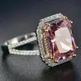 thumbnail image 4 of 940 SILVER 2.75CT EMERALD CUT LAB CREATED PINK SAPPHIRE HALO ENGAGEMENT RING, 4 of 4