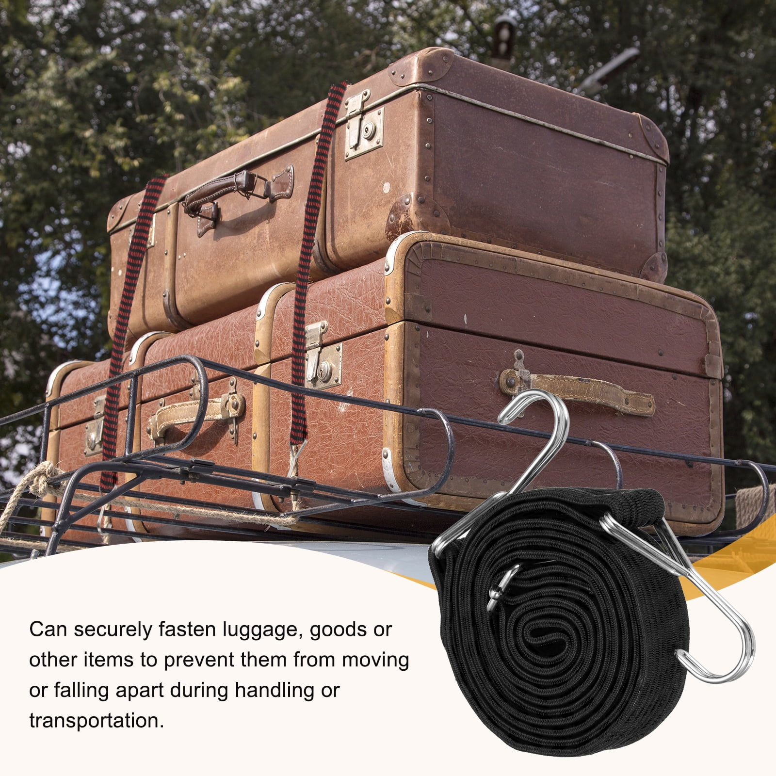 Uxcell 79" Adjustable Bungee Cords with Stainless Steel Hook, 2Pcs Heavy Duty Outdoor Elastic Bungee Strap for Securing Luggage Moving Cargo, Black