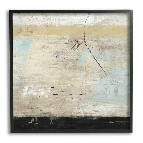 Rustic Beige Modern Composition Abstract Painting Black Framed Art Print Wall Art