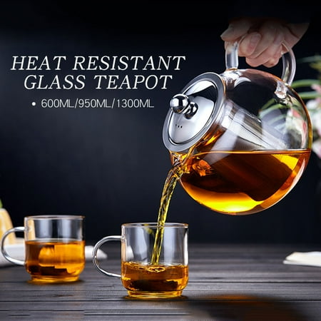 3Size Glass Teapot Set Loose Leaf Tea Pot Good Kettles Clear Cup with Strainer Infuser and Lid,20.3oz/32oz/44oz