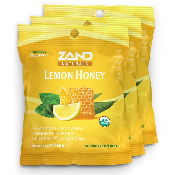 Zand Immunity Organic Lemon Honey HerbaLozenge Immune Support Throat