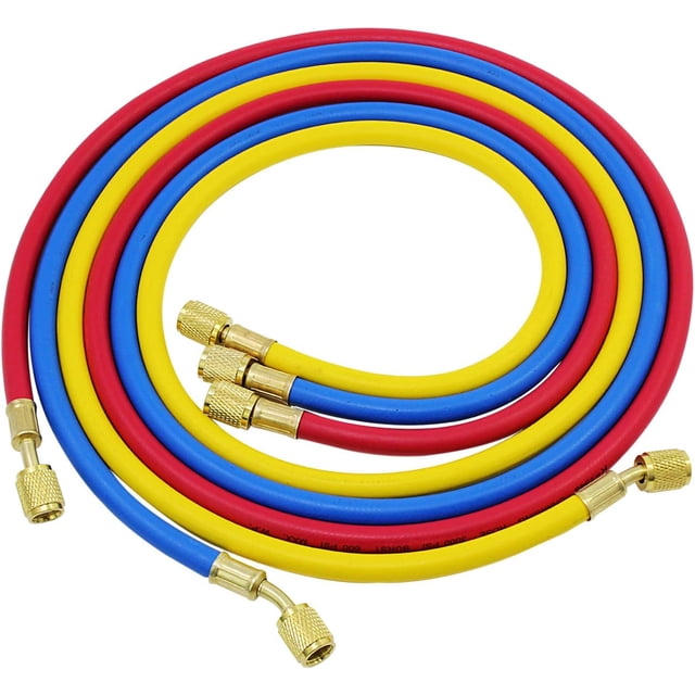 Master Gauge Set For Refrigeration Charging, Quick Coupler Ensures Hassle-Free Connections, Durable And Reusable Hoses With Temperature In Celsius Display, 3Pcs High Pressure