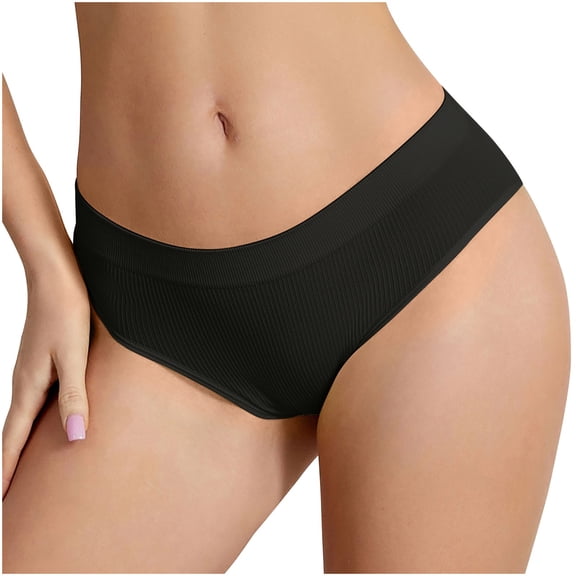 Ashirexll Seamless Underwear for Women, Breathable Cotton Seamless Women's Underwear Black XL