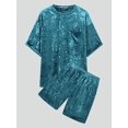 thumbnail image 3 of INCERUN Men's Short Sleeve Tops + Shorts Set Velvet Blend Summer Two-piece Suits, 3 of 7