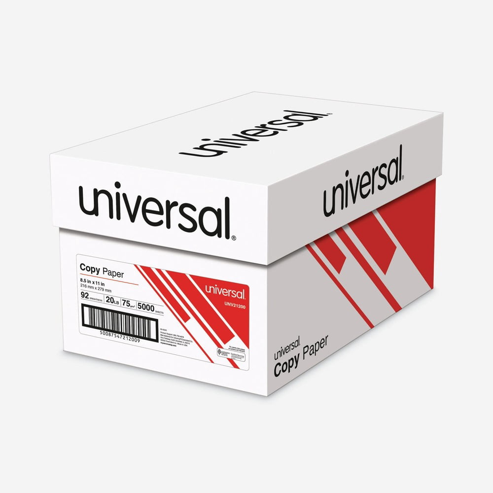 Universal UNV21200 8.5 in. x 11 in. 92 Bright Copy Paper - White (10/Carton)