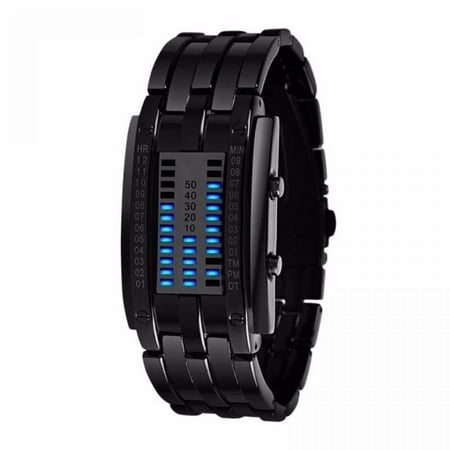 

Abcelit Fashion Digital Binary Watch Men Women Unisex Stainless Steel Date Black LED Bracelet Sport Watches