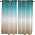 thumbnail image 2 of Kitchen Curtains 63 Inch Length, Teal Beige Ombre Cream Farmhouse Curtains Drapes, Modern Turquoise Abstract Art Aesthetics Rod Pocket Window Curtains for Living Room/Bedroom 42x63, 2 Panels, 2 of 5