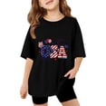 thumbnail image 3 of CCRFTGI 4th of July USA Tops for Kids Girls Size 8 Short Sleeve Funny USA Flag Summer Freedom T-Shirts Patriotic Girls Clothes Tshirts Black 9-10 Years, 3 of 4