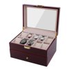 WoodPattern Glass Top Watch Case Display Storage Box Chest Holds 20 Watches With High Clearance for Larger Watches
