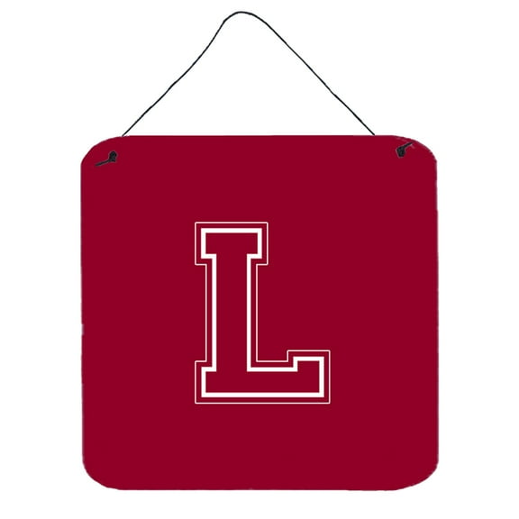 Letter L Initial Monogram - Maroon and White Wall or Door Hanging Prints