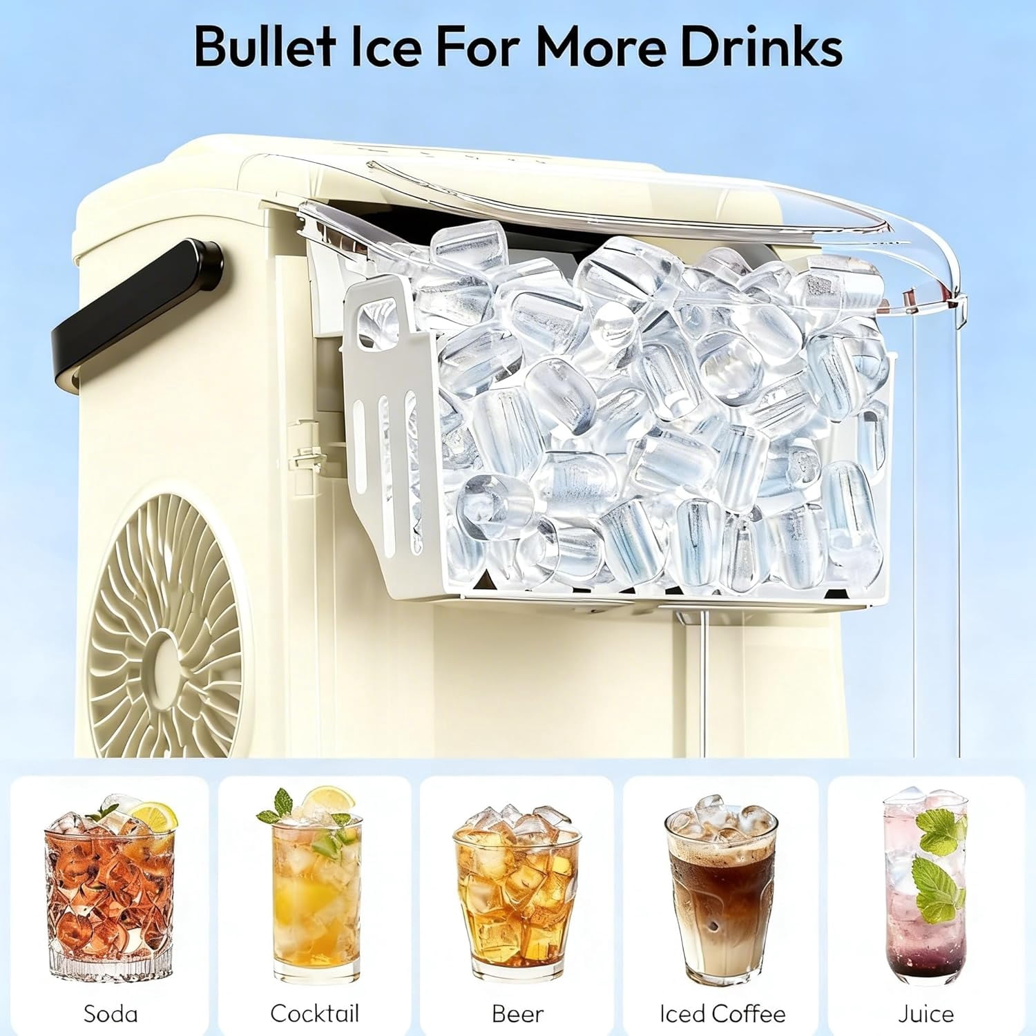 Small Portable Countertop Ice Maker, 26lbs/24H Ice Machine with Self-Cleaning, 6-8 Mins Fast Ice Making,Quiet Operation for Home Kitchen Camping RV