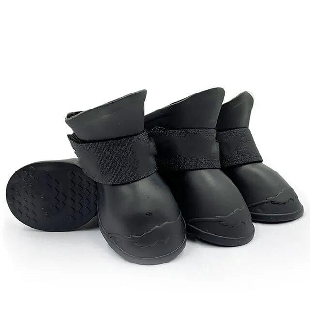 4Pcs Pet WaterProof Rainshoe Anti-slip Rubber Boot For Small Medium Large Dogs Cats Outdoor Shoe Dog Ankle Boots Pet Accessories ShopWise Round