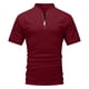 thumbnail image 4 of Blusa de manga corta con cuello alto y cremallera para hombre - Camisa informal de poliéster liso - Oficina/cita/fiesta de verano, 4 of 5