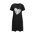 thumbnail image 4 of Sakmal Loose Sleep Dress for Women Breathable Black Ultra-Soft Sleepwear Short Sleeve Short Crew Neck Heart Print Nightgowns S-2XL, 4 of 5