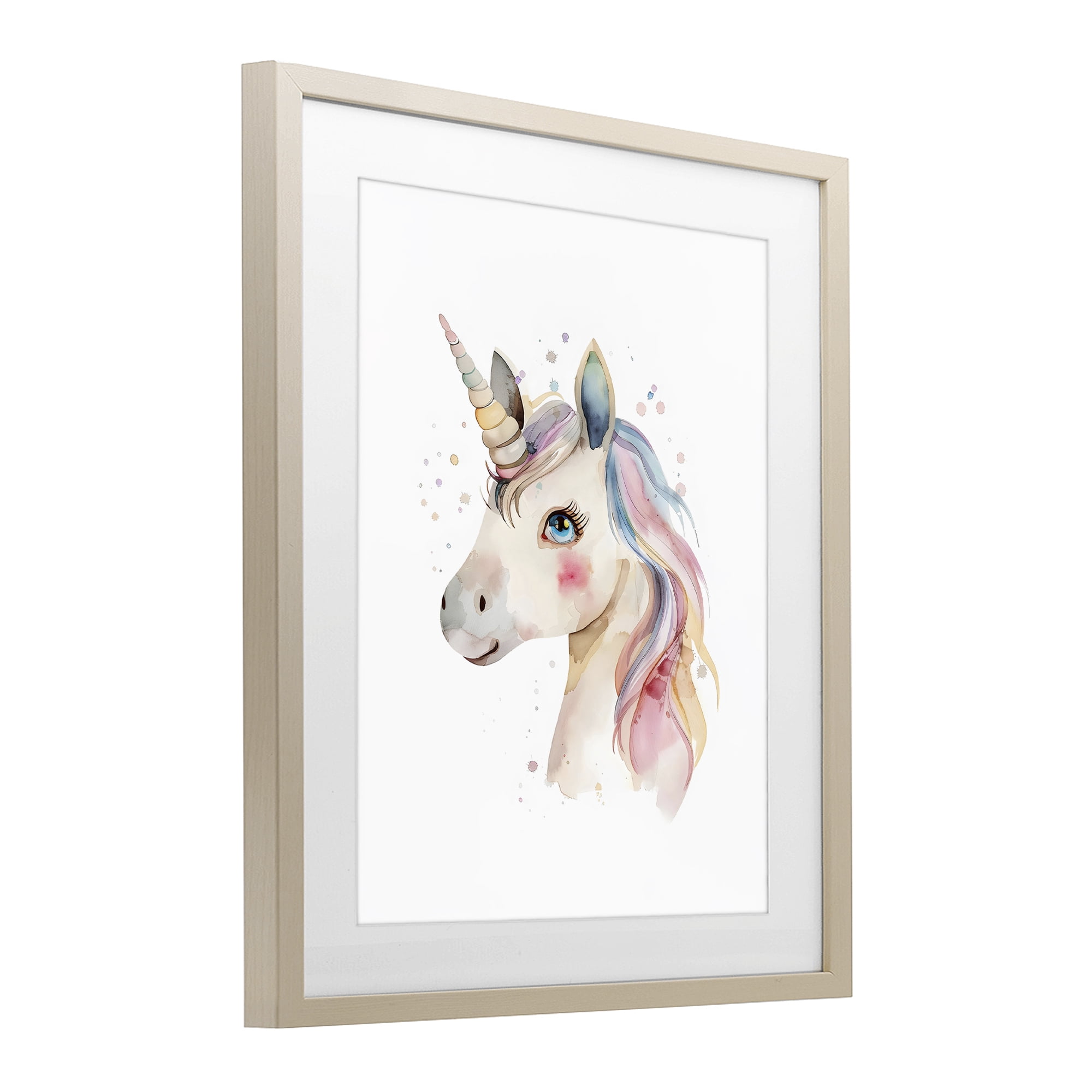 Stupell Industries Dreamy Pastel Unicorn Birch Framed Print Under Glass, design by LSR Design Studio