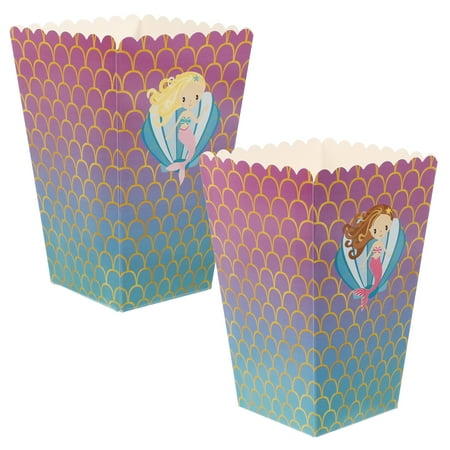 

24pcs Mermaid Series Popcorn Boxes Creative Popcorn Holders Party Snack Boxes