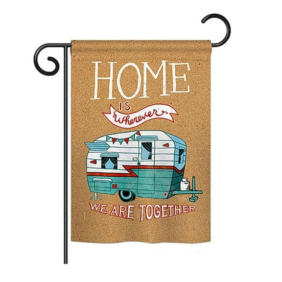 Breeze Decor BD-HB-G-109066-IP-BO-D-US18-WA G159066-BO Home is Wherever Camper Interests Hobbies Impressions Decorative Vertical 13 x 18.5 in. Double Sided Garden Flag